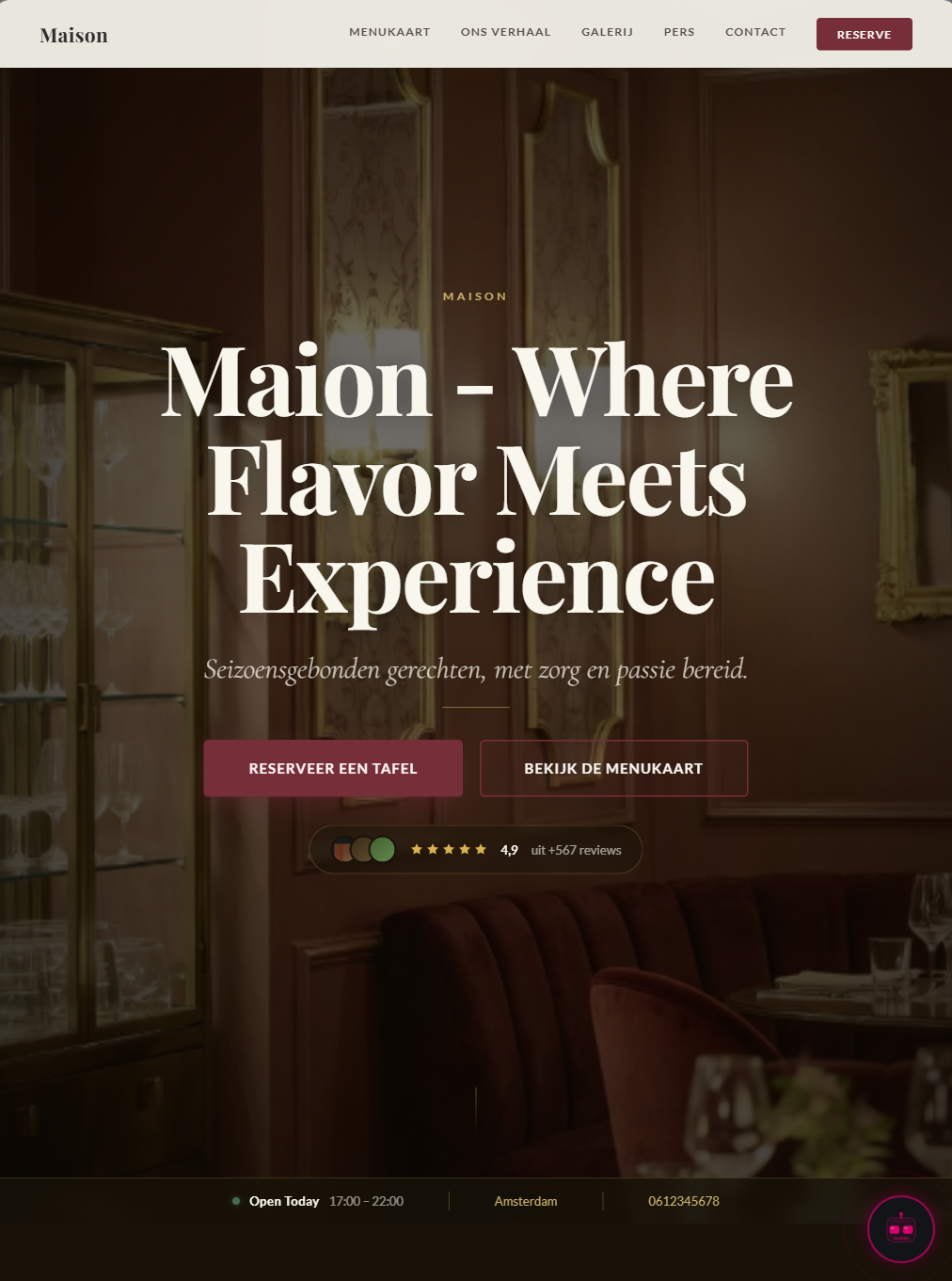 Website design — restaurant — iPad